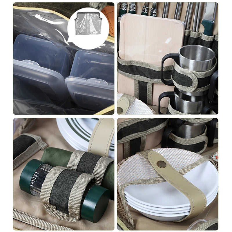 Portable Luxury Camping Picnic Tableware Set