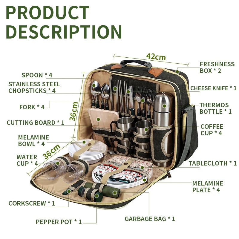 Portable Luxury Camping Picnic Tableware Set