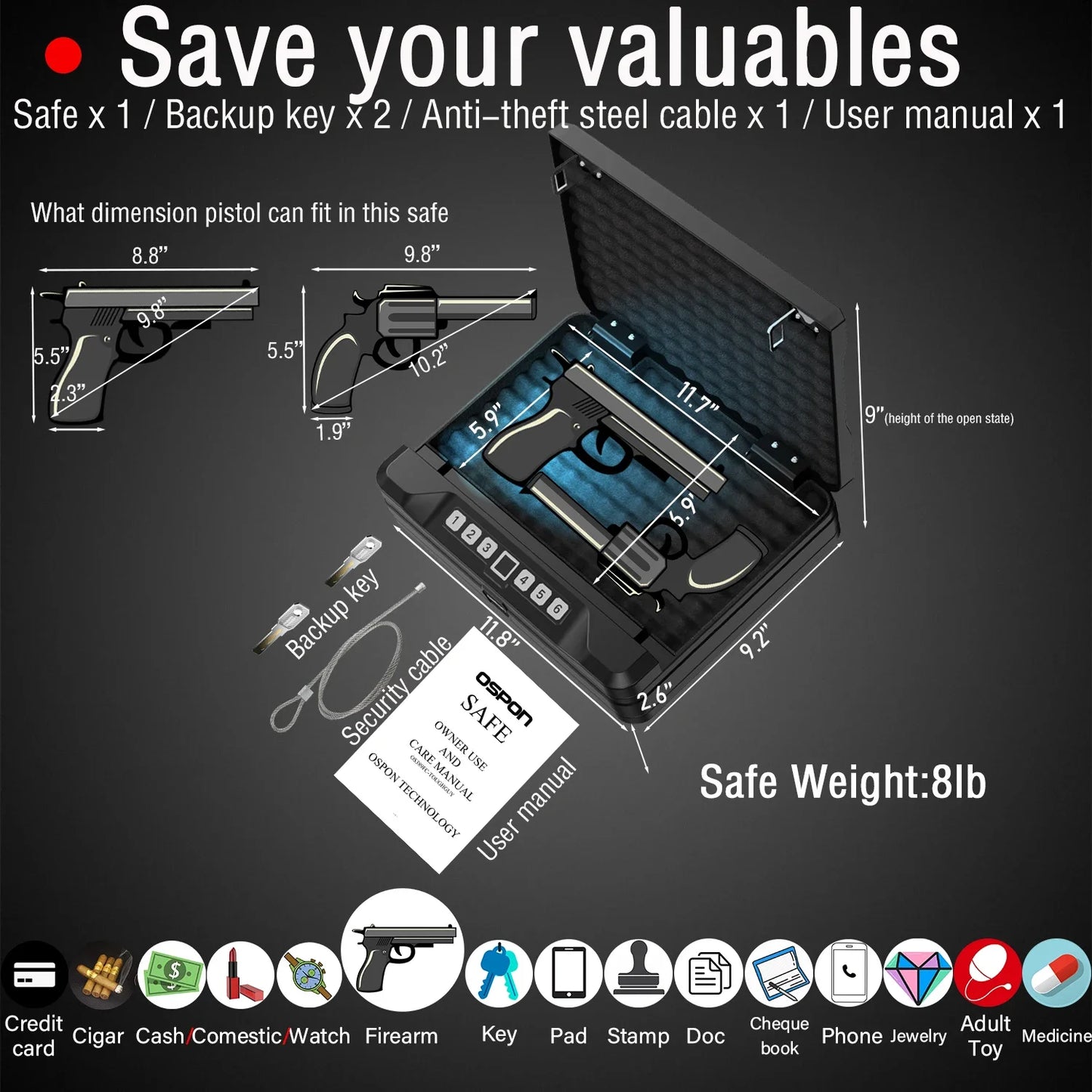 Biometric Quick-Access Pistol Gun Safe